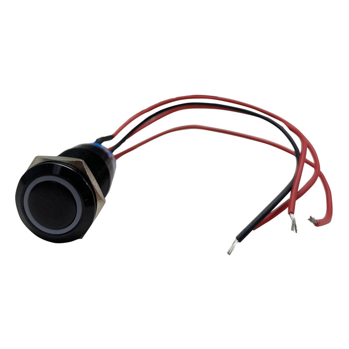 RaceSport - RS-B19MM-LEDR - 19mm Black  2-Position On/Off Switch (RED) - Black Flush Mount 12V