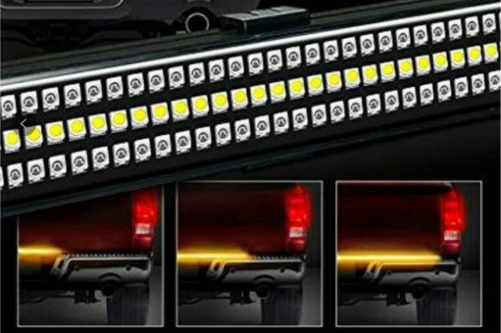 RaceSport - RS120048 - NEW - 48in TRIPLE ROW LED Truck Tailgate Light Bar 5-function 3-Color IP68 with Sequential Amber Turn Signals