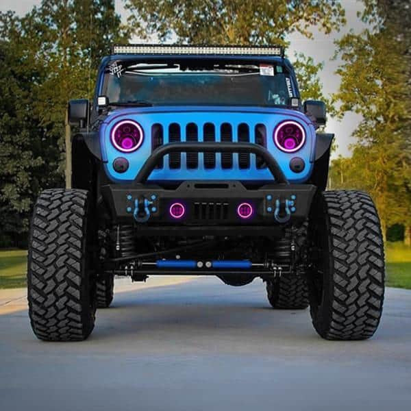 RaceSport - RS3037050 - Jeep Wrangler 7in Headlight and 4in Foglight ColorSMART Combo Complete RGB Multi-Color kit  - Smartphone Controlled with (2) Headlights and (2) Foglights