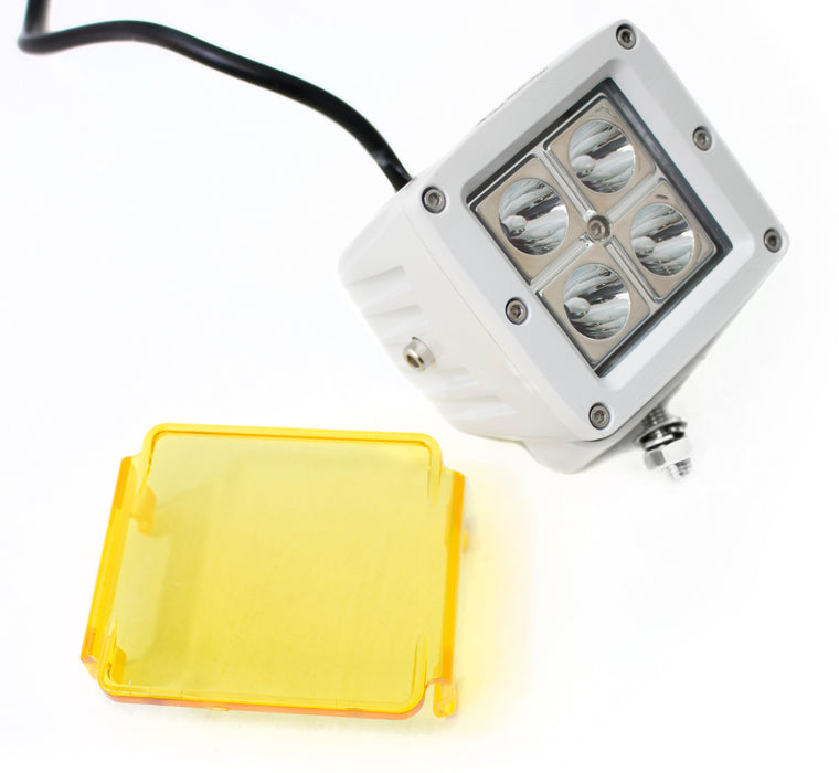 RaceSport - RS4L3X316W-W - WHITE - Street Series 3x3in 16W 4 LED CREE Cube Spot Light with Amber Cover (Each)