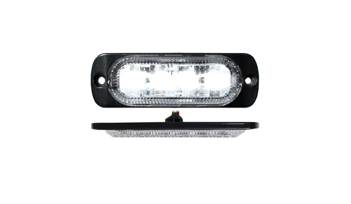 RaceSport - RS70014W - 4-LED Ultra Slim Flush Mount 19-Flash Pattern Marker Strobe Light (White)