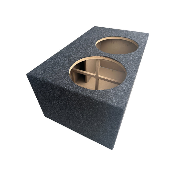 Tezla Audio - TZ12DVC Dual 12" Speaker box enclosure Carpeted for 500 Series Tezla Audio Subwoofers, Net size, after displacements, 2.97 Cubes, tuned at 32.25 Hz