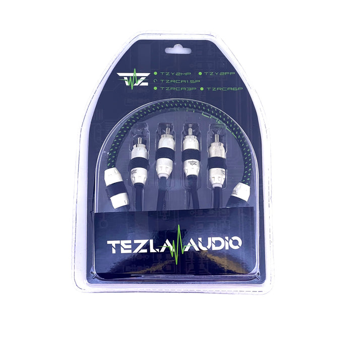 Tezla Audio TZRCA6P 2 Channel 6 Ft RCA CABLE High End Performance Series RCA Braided, Twisted, Metal Tips