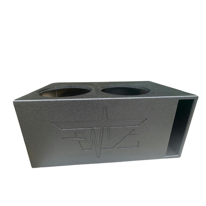 Tezla Audio - TZ12DV Dual 12" Speaker box enclosure Coated for 500 Series Tezla Audio Subwoofer, Net size, after displacements, 2.97 Cubes, tuned at 32.25 Hz