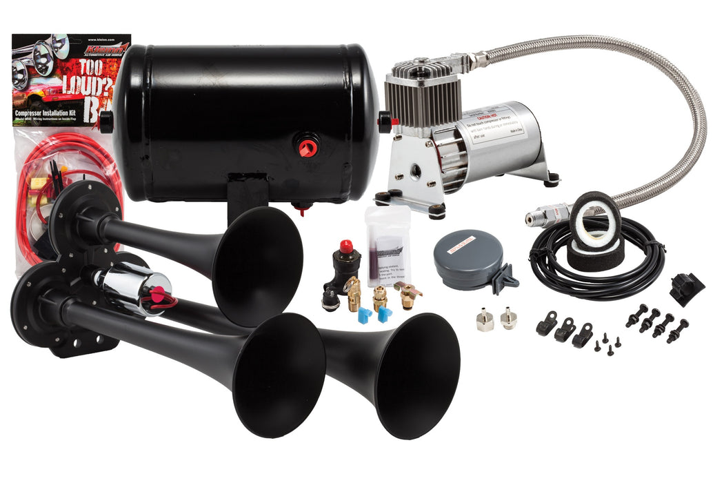 Kleinn - HK3-1 - ProBlaster™ black compact triple air horn system - 130-1/6270RC