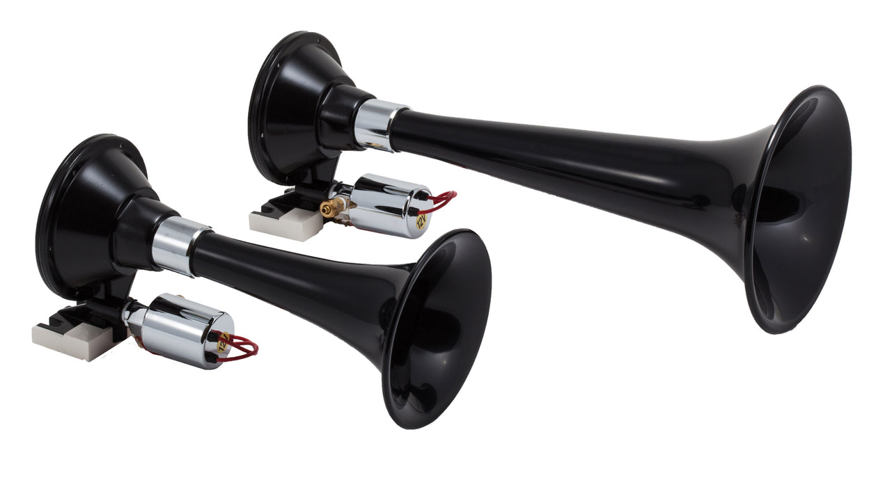 Kleinn - 220 - Dual black ABS separately mounted train horns with dual solenoid valves