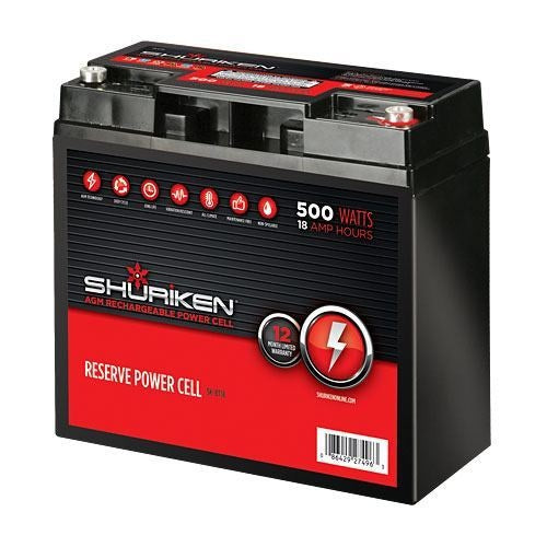 Shuriken - SK-BT18 - 500W 18AMP Hours Compact Size AGM 12V Battery