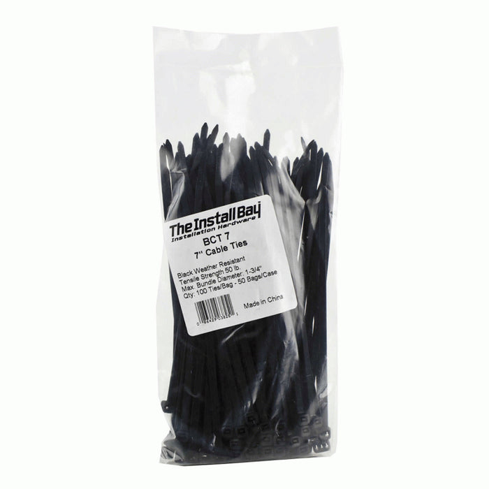 Install Bay - BCT7 - 7 Inch Cable Tie Black - Package of 100