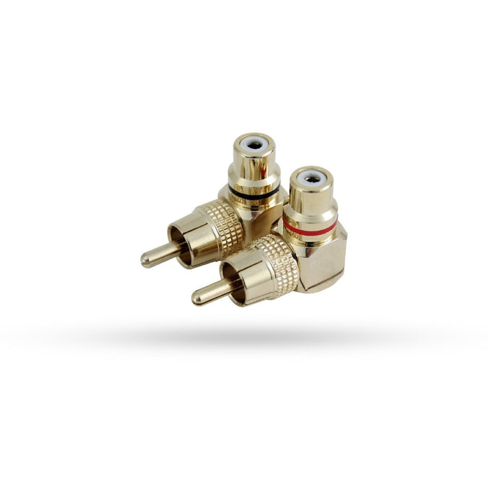 DB Link - LC102 - RIGHT  RCA ANGLE ADAPTOR. (2-PCS/CARD) GOLD  (I07)