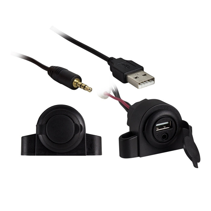 Install Bay - IBR72 - 3.5MM AUX Audio Input with USB Charge/Data Ext - Retail Pack