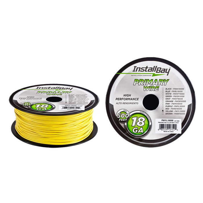 Install Bay - PWYL18500 - Primary Wire 18 Gauge Yellow - Coil of 500 feet