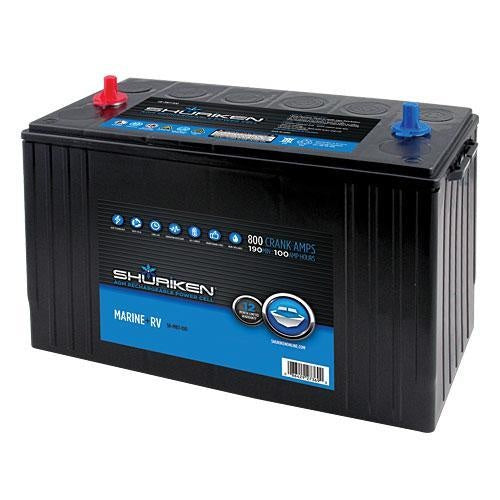 Shuriken - SK-MBT-100 - 800 Crank AMPS 100AMP Hours AGM Marine Battery