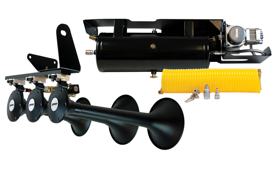 Kleinn - SDKIT730 - SDKIT-730 includes a 100% bolt-on onboard train horn system, features the Model 730 The Demon triple train horn and a 3-gallon,  6350RC Heavy Duty 100% duty cycle air system. Can be upgraded to be even louder by adding a P/N 6890 Ultra