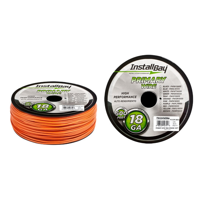 Install Bay - PWOR18500 - Primary Wire 18 Gauge Orange - Coil of 500 feet