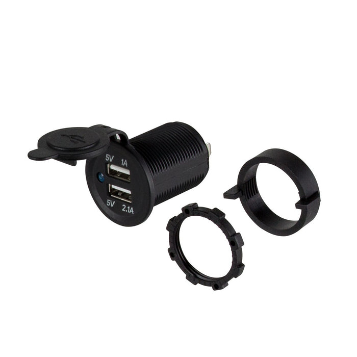 Install Bay - IBR57 - DUAL USB WATER RESISTANT W/COVER - Retail Pack