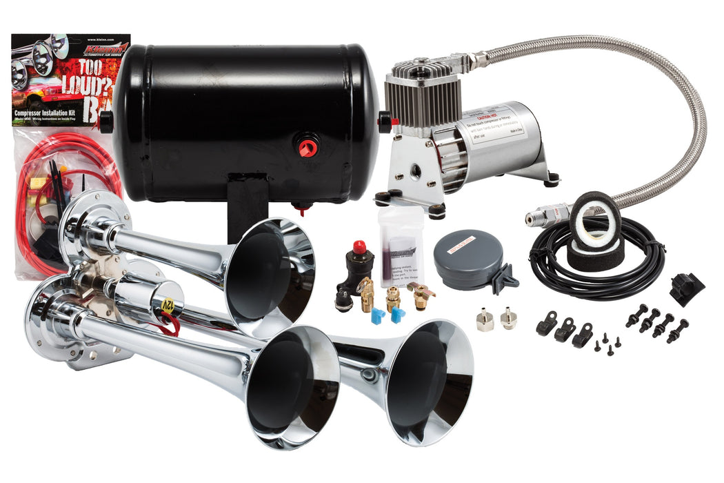 Kleinn - HK3 - ProBlaster™ chrome compact triple air horn system - 130/6270RC