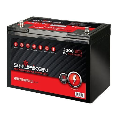 Shuriken - SK-BT100 - 2000W 100AMP Hours Large Size AGM 12V Battery