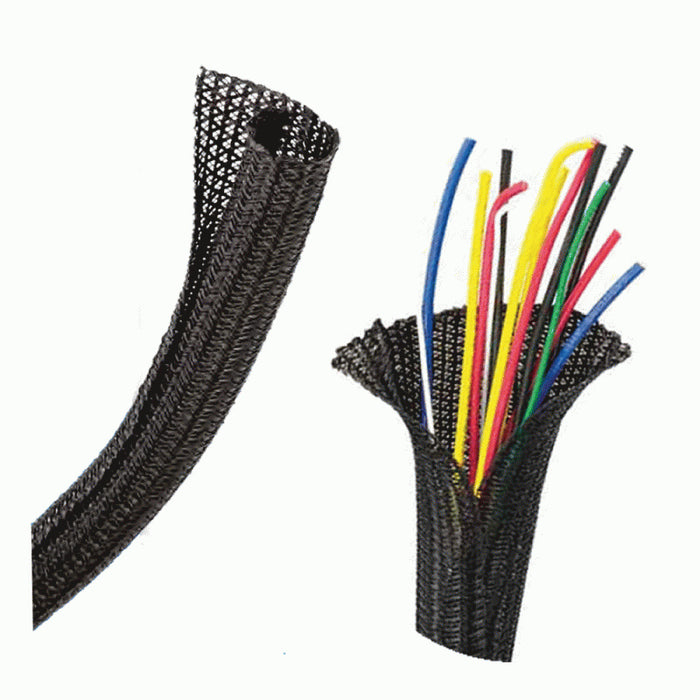 Install Bay - F6N075BK - 3/4in Self-Wrapping Split Braid Sleeving Black - 50FT