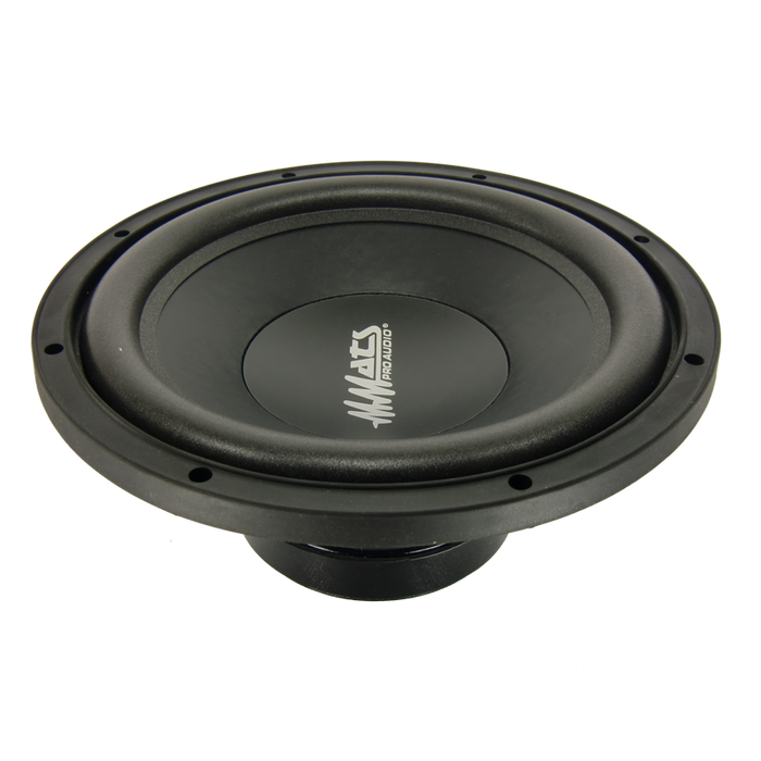 MMATS P1 WOOFER 12" cone body 250 watts RMS power handling 50 oz magnet assembly radius venting on the back plate for thermal efficiency designed for sealed or ported enclosures Large bumped back plate for high excursion dual 4 ohm ohm coils