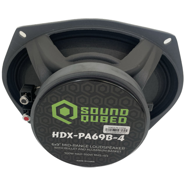 SoundQubed - HDX-PA69B-4 - 6x9" midrange with bullet - 1.5" 4 ohm Voice Coil - 300w/600w Frequency Response 80Hz - 12.5KHz