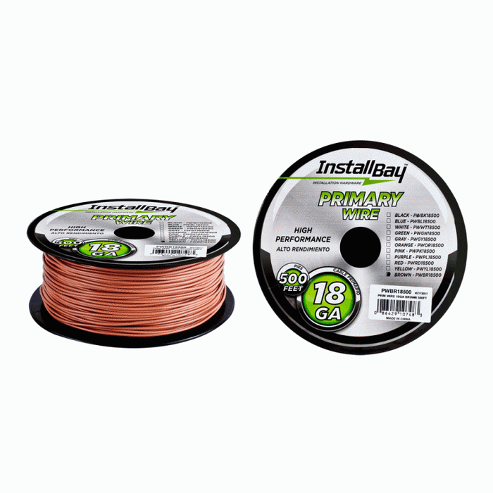 Install Bay - PWBR18500 - Primary Wire 18 Gauge Brown - Coil of 500 feet