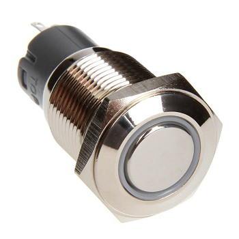 Race Sport RS2P16MMLEDW - 16mm LED 2-Position On/Off Switch (White) - Chrome Finish