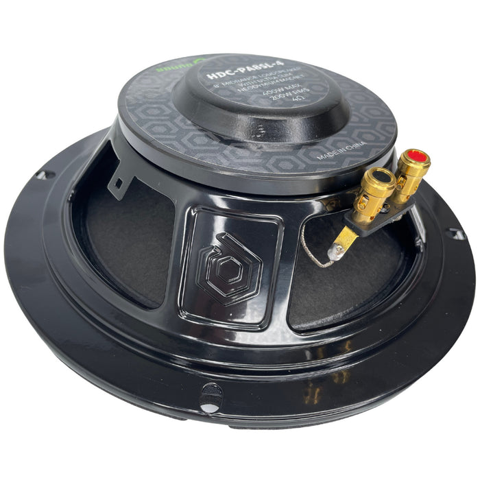 SoundQubed - HDC-PA8SL-4 - 8" Neodymium midrange dome cap 2" Voice Coil 200w/400w -- Frequency Response 100Hz - 12KHz Ultra Slim Space-saving Design with 2.4" Mounting Depth