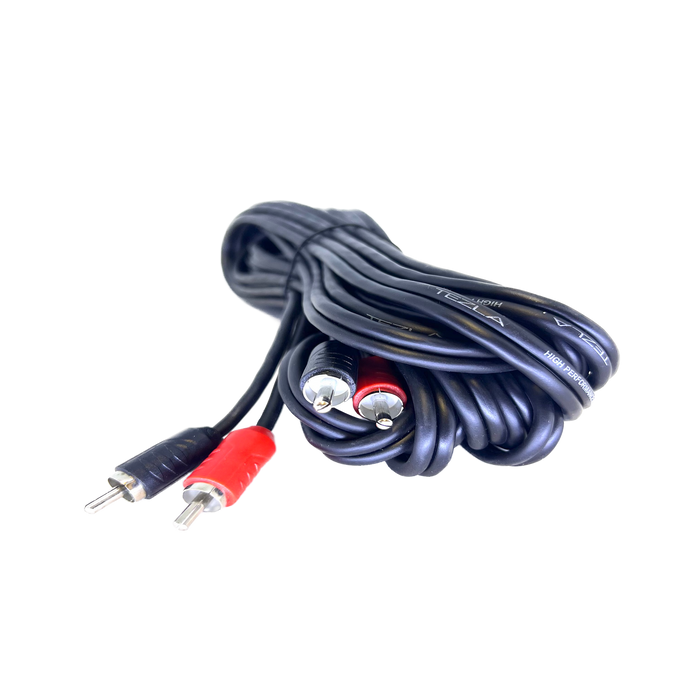 Tezla - TZV0RCA15 - 15FT RCA Cable. Standard RCA, black flexible PVC, copper conductor, injection plastic red & black terminal ends, no Tezla - TZV0RCA9 - 9FT RCA Cable. Standard RCA, black flexible PVC, copper conductor, injection plastic red & black ter