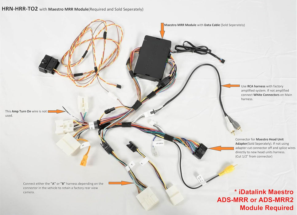 Maestro - HRN-HRR-TO2 - RR and RR2 compatible radio replacement harness for select 2012-2021 Toyota vehicles