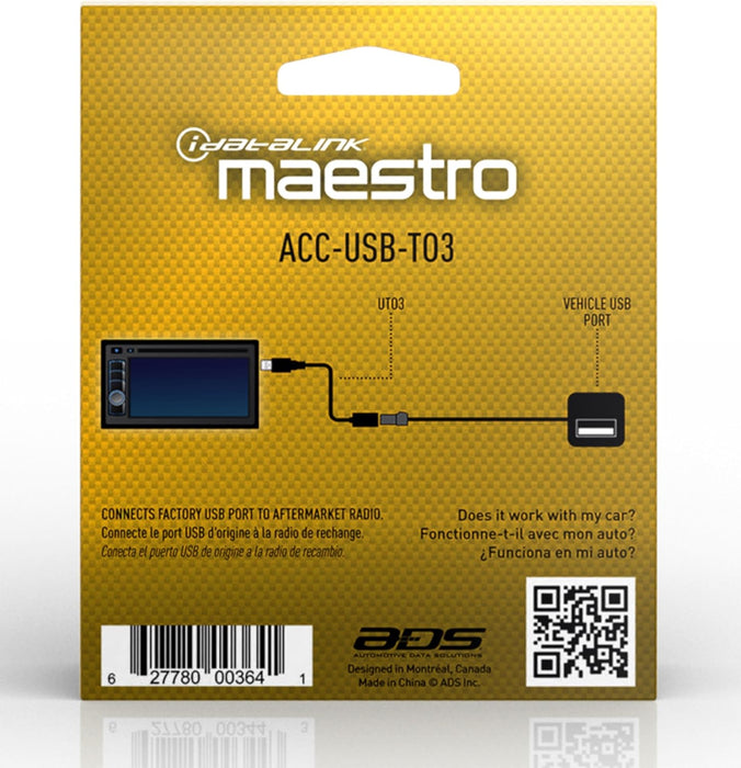 Maestro - ACC-USB-TO3 - USB Adapter for select Toyota Vehicles.  Compatible with MSR, MSW, MRR & MRR2
