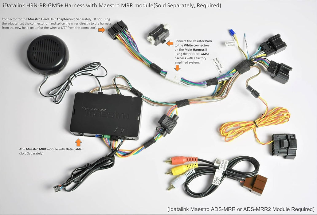 Maestro - HRN-HRR-GM5 - RR and RR2 compatible radio replacement harness for select 2007 -2016 GM vehicle