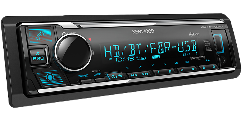 Kenwood - KMM-BT732HD - Media Receiver with Bluetooth, Alexa Built-in, Alexa wake word enabled, HD Radio, Front & Rear USB, SiriusXM Ready, KENWOOD Music Mix, Remote App Ready, (3)4Volt Pre-outs