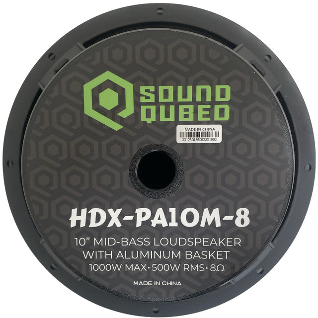 SoundQubed - HDX-PA10M-8 - 10" midrange with dome cap - 2.5" 8 ohm Voice Coil - 500w/1000w Frequency Response 50Hz - 5KHz