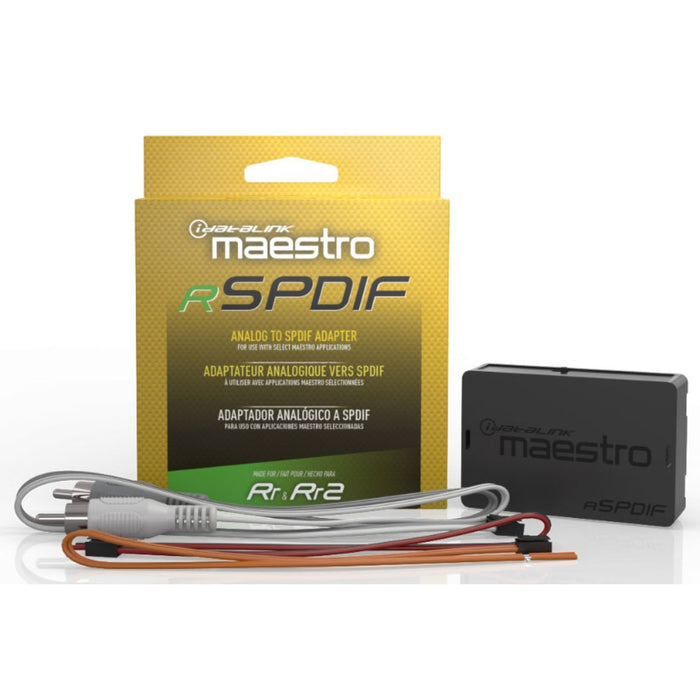 Maestro - ACC-AR-SPDIF - Converts SPDIF digital music stream to Toslink optical output or stereo analog output for replacing a factory amplifier with an aftermarket amplifier