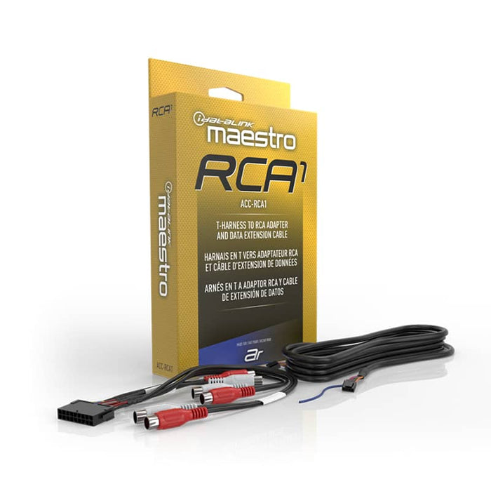 Maestro - ACC-RCA1 - Adapter for  AR or DSP harness to RCA, includes a 5 meter data cable to allow remote installation of the amplifier. ONLY COMPATIBLE WITH MAR & MAR2