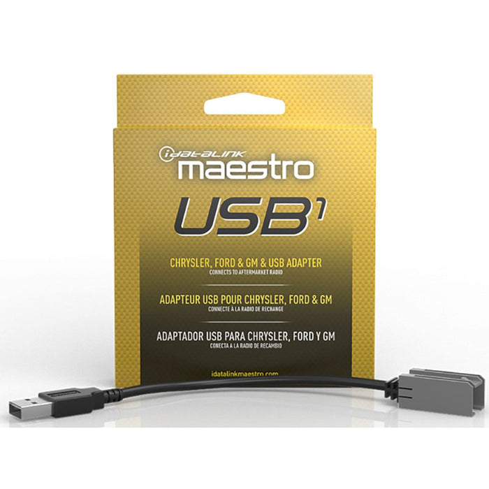 Maestro - ACC-USB1 - USB adapter cable for select Chrysler, GM and Ford vehicles 2006 and up.  Compatible with MSR, MSW, MRR & MRR2