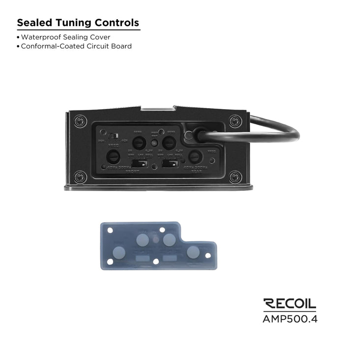 Recoil Audio - AMP500.4 - Waterproof Powersports 4-Channel Amplifier with Bluetooth Integration
