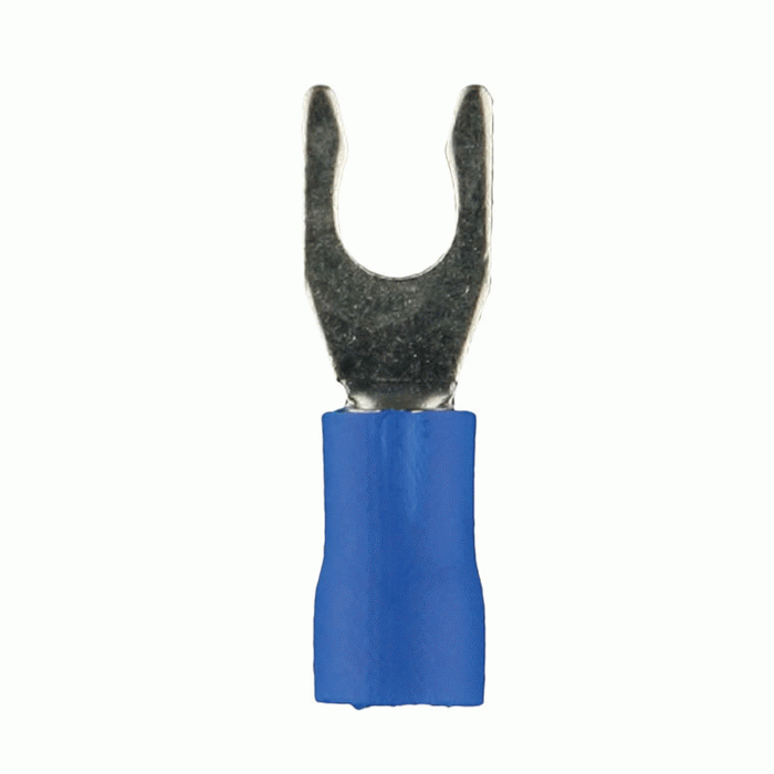 Install Bay - BVST10 - Blue Vinyl Spade Terminal 16-14 Gauge #10 - Package of 100