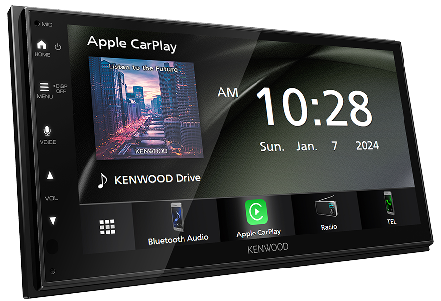 Kenwood - DMX40S - 6.8" Capacitive Screen Media Receiver, Car Play Ready,  Android Auto Ready, Wired Mirroring for iPhone and Android Phones, Rear USB,1-DIN Short Chassis, GPS Antenna Included, 3Preouts,  (3.7V), iDatalink Maestro Ready, SXM Ready