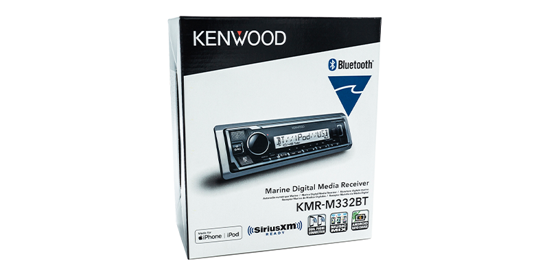 Kenwood - KMR-M332BT - Marine Media Receiver, Bluetooth, Front USB and AUX,   SiriusXM Ready, Conformal Coated,KENWOOD Music Mix,Remote App Ready, (3)4Volt Pre-Outs
