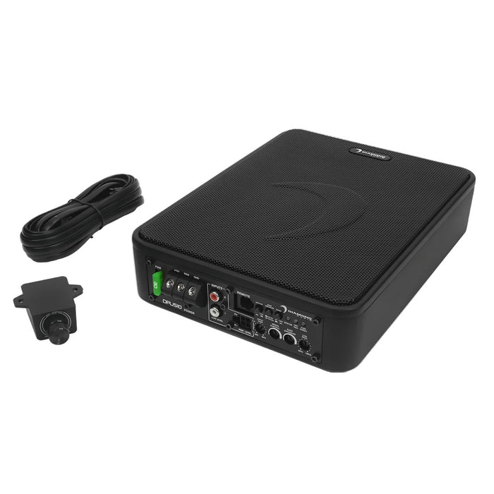 Diamond Audio DPUS10 10-inch slim powered subwoofer with 200W RMS amplifier, DBEE bass enhancement and OEM integration