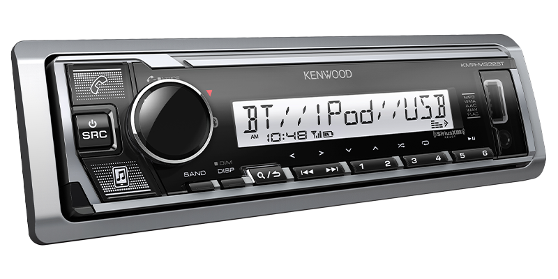 Kenwood - KMR-M332BT - Marine Media Receiver, Bluetooth, Front USB and AUX,   SiriusXM Ready, Conformal Coated,KENWOOD Music Mix,Remote App Ready, (3)4Volt Pre-Outs