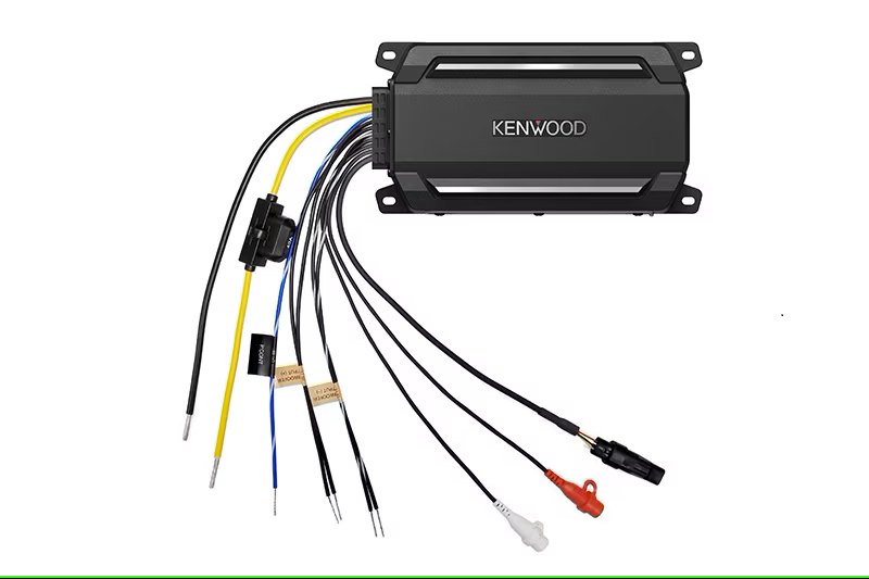 Kenwood - KAC-M5001 - IP67/IP66  Waterproof Mono Compact Power Amplifier, ASTM B117 Salt Spray Certified, Wired Level Control Knob for remote mounting, Low- Pass Filters (50-200Hz), 200W x 1 @ 4 ohms, 300W x 1 @ 2ohm