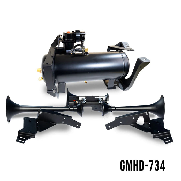 Kleinn - GMHD-734 - 2007-19 GM 2500HD/3500HD  EXC. SINGLE CAB Train Horn and OBA System - 730/6450RC