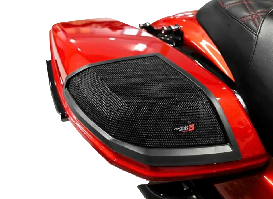Cerwin-Vega HD24G 2024+ Harley-Davidson 6x9 saddlebag lid cut-in kit with grilles, templates, spacer rings and installation hardware
