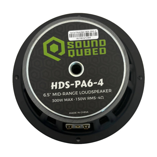 SoundQubed - HDS-PA6-4 - 6.5" midrange with dome cap - 1.5" 4 ohm Voice Coil - 150w/300w Frequency Response 160Hz - 12KHz
