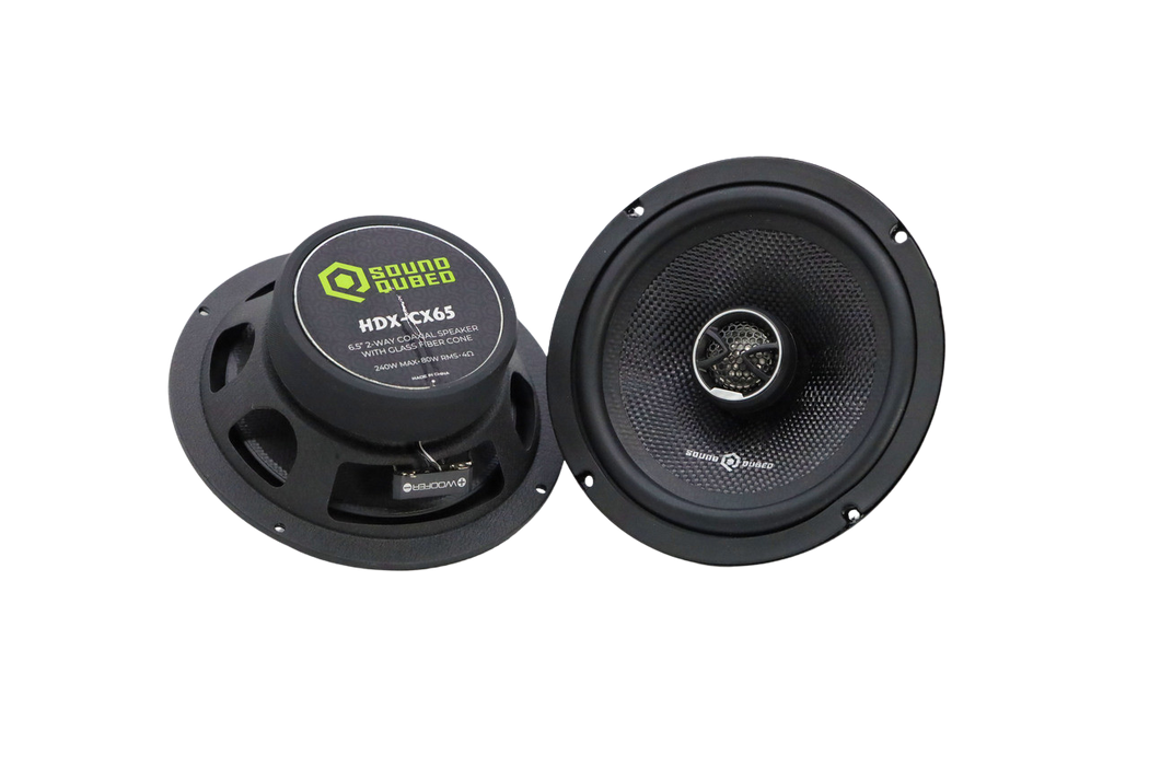 SoundQubed - HDX-CX65 - 2-way 6.5" coaxial speaker - Carbon Fiber - 4 ohm 80w/240w - with grills