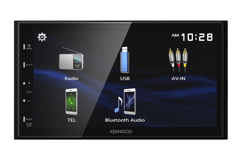 Kenwood - DMX129BT - 6.8" WVGA Monitor USB Mirroring Ready for Android 13 Band EQ with Digital Time Alignment Rear View Camera Input with Parking Guidelines Built-in Bluetooth® 2 Preouts 2V with Subwoofer out