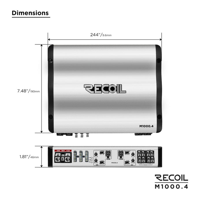 Recoil - M1000.4 - 4x250w Marine Class D Amp