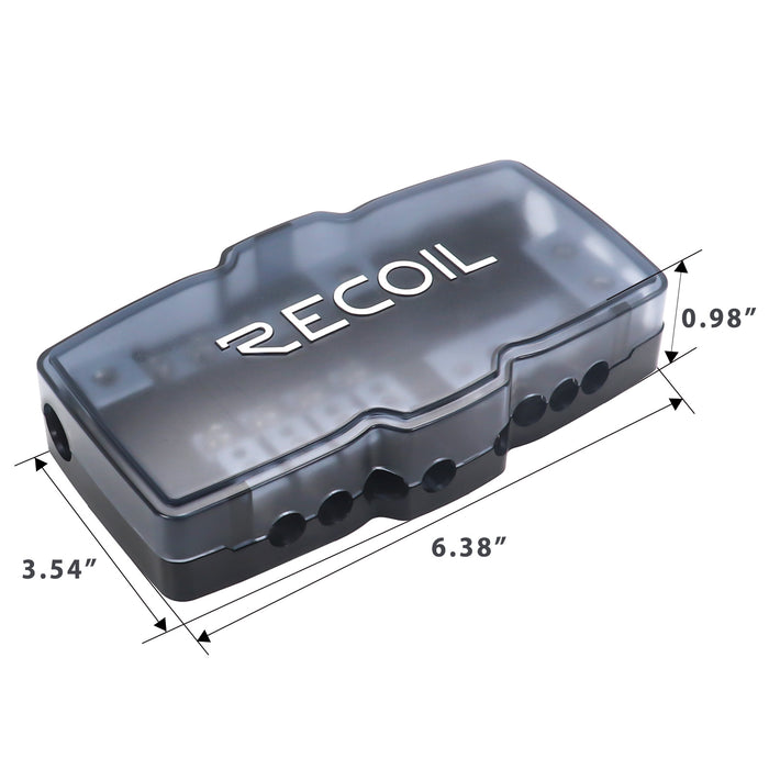Recoil Audio - MPG4 - 4-WAY MINI-ANL FUSED DISTRIBUTION BLOCK WITH 4-WAY GROUND BLOCK